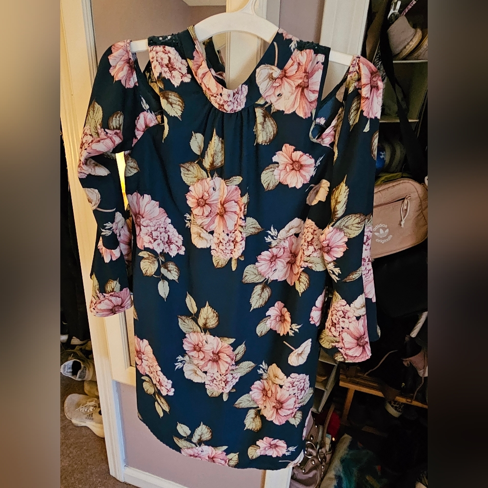 Floral open shoulder dress
